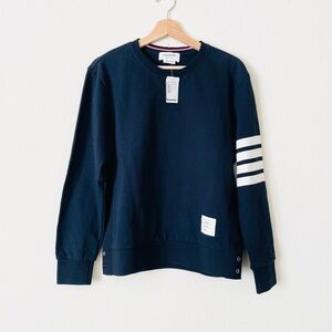 NWT Thom Browne New York SIZE 2 Navy Classic Loopback 4-Bar Sweatshirt